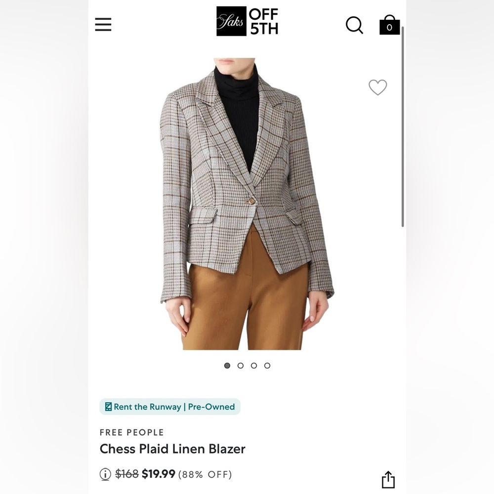 FREE PEOPLE
Chess Plaid Linen Blazer